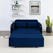 Blue velvet modern convertible sofa bed with 2 detachable arm pockets by La Spezia additional picture 7