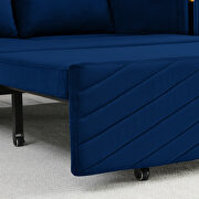 Blue velvet modern convertible sofa bed with 2 detachable arm pockets by La Spezia additional picture 8