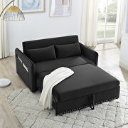 Black soft velvet convertible sleeper sofa bed by La Spezia additional picture 4