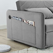 Gray soft velvet convertible sleeper sofa bed by La Spezia additional picture 8