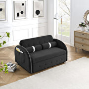 Black velvet pull out sleep loveseats sofa with side pockets by La Spezia additional picture 2