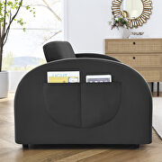 Black velvet pull out sleep loveseats sofa with side pockets by La Spezia additional picture 3