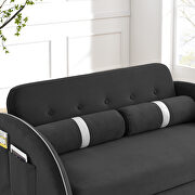 Black velvet pull out sleep loveseats sofa with side pockets by La Spezia additional picture 7