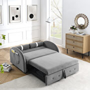 Gray velvet pull out sleep loveseats sofa with side pockets by La Spezia additional picture 3