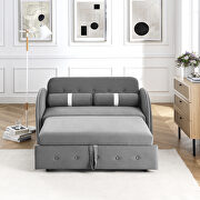 Gray velvet pull out sleep loveseats sofa with side pockets by La Spezia additional picture 4
