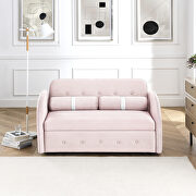 Pink velvet pull out sleep loveseats sofa with side pockets by La Spezia additional picture 2