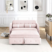 Pink velvet pull out sleep loveseats sofa with side pockets by La Spezia additional picture 4