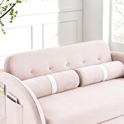 Pink velvet pull out sleep loveseats sofa with side pockets by La Spezia additional picture 5