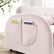 Pink velvet pull out sleep loveseats sofa with side pockets by La Spezia additional picture 7