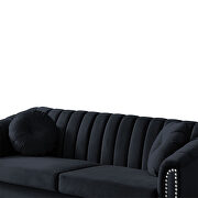 Modern black velvet upholstered tufted back sofa with solid wood legs by La Spezia additional picture 5