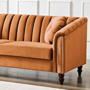 Modern orange velvet upholstered tufted back sofa with solid wood legs by La Spezia additional picture 5