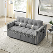Gray high-grain velvet fabric modern pull out sleep sofa bed with side pockets by La Spezia additional picture 2