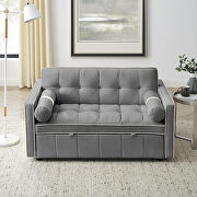 Gray high-grain velvet fabric modern pull out sleep sofa bed with side pockets by La Spezia additional picture 3