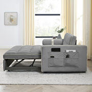 Gray high-grain velvet fabric modern pull out sleep sofa bed with side pockets by La Spezia additional picture 4