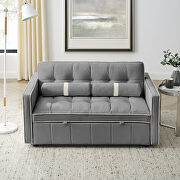 Gray high-grain velvet fabric modern pull out sleep sofa bed with side pockets by La Spezia additional picture 7