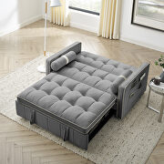 Gray high-grain velvet fabric modern pull out sleep sofa bed with side pockets by La Spezia additional picture 8