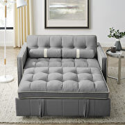 Gray high-grain velvet fabric modern pull out sleep sofa bed with side pockets by La Spezia additional picture 9