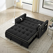 Black high-grain velvet fabric modern pull out sleep sofa bed with side pockets by La Spezia additional picture 3