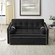 Black high-grain velvet fabric modern pull out sleep sofa bed with side pockets by La Spezia additional picture 4