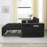Black high-grain velvet fabric modern pull out sleep sofa bed with side pockets by La Spezia additional picture 5