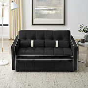 Black high-grain velvet fabric modern pull out sleep sofa bed with side pockets by La Spezia additional picture 6