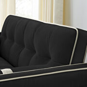 Black high-grain velvet fabric modern pull out sleep sofa bed with side pockets by La Spezia additional picture 7