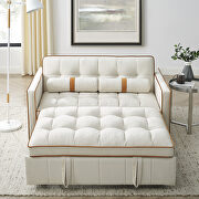Beige high-grain velvet fabric modern pull out sleep sofa bed with side pockets by La Spezia additional picture 12