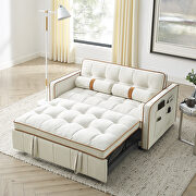 Beige high-grain velvet fabric modern pull out sleep sofa bed with side pockets by La Spezia additional picture 3