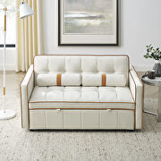 Beige high-grain velvet fabric modern pull out sleep sofa bed with side pockets by La Spezia additional picture 10