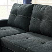 Black fabric sleeper reversible sectional sofa with storage chaise and side storage bag by La Spezia additional picture 3
