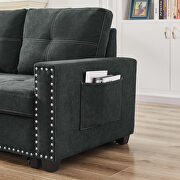 Black fabric sleeper reversible sectional sofa with storage chaise and side storage bag by La Spezia additional picture 4