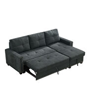 Black fabric sleeper reversible sectional sofa with storage chaise and side storage bag by La Spezia additional picture 9
