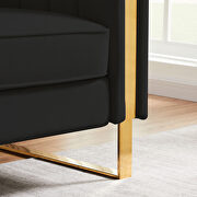 Black velvet sofa with gold stainless steel arm and legs by La Spezia additional picture 2
