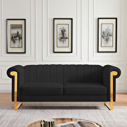 Black velvet sofa with gold stainless steel arm and legs by La Spezia additional picture 3