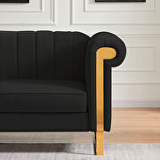 Black velvet sofa with gold stainless steel arm and legs by La Spezia additional picture 5
