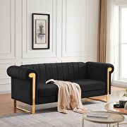 Black velvet sofa with gold stainless steel arm and legs by La Spezia additional picture 8