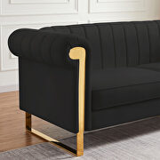 Black velvet sofa with gold stainless steel arm and legs by La Spezia additional picture 9