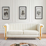 Beige velvet sofa with gold stainless steel arm and legs by La Spezia additional picture 2