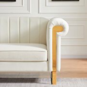 Beige velvet sofa with gold stainless steel arm and legs by La Spezia additional picture 7