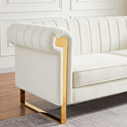 Beige velvet sofa with gold stainless steel arm and legs by La Spezia additional picture 8