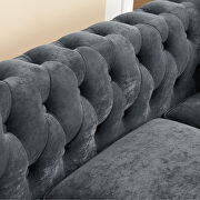 Ggray velvet deep button tufted back chesterfield l-shaped sofa by La Spezia additional picture 2