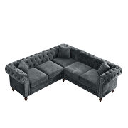 Ggray velvet deep button tufted back chesterfield l-shaped sofa by La Spezia additional picture 4