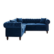 Blue velvet deep button tufted back chesterfield l-shaped sofa by La Spezia additional picture 3