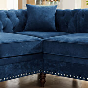 Blue velvet deep button tufted back chesterfield l-shaped sofa by La Spezia additional picture 9