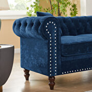 Blue velvet deep button tufted back chesterfield l-shaped sofa by La Spezia additional picture 10