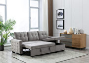 Light gray skinfeeling velvet reversible sectional sleeper sofa bed with storage by La Spezia additional picture 5