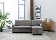 Light gray skinfeeling velvet reversible sectional sleeper sofa bed with storage by La Spezia additional picture 8
