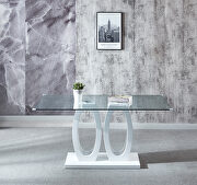 Modern design wood dining table with white finish and clear glass top for 6 people by La Spezia additional picture 2