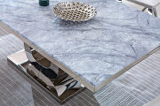 Marble top rectangular dining table with silver mirrored finish stainless steel base by La Spezia additional picture 2