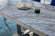 Marble top rectangular dining table with silver mirrored finish stainless steel base by La Spezia additional picture 4